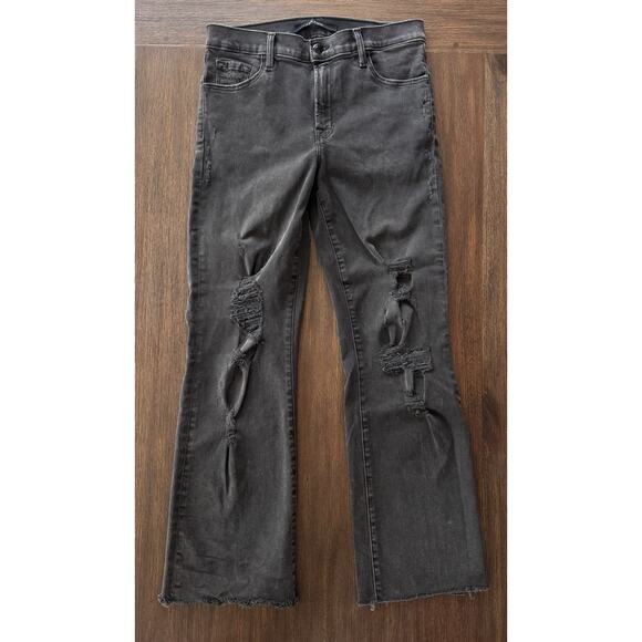 J Brand Jeans Women’s 27 Straight Black Mid Rise Crop Distressed Selena - Picture 1 of 8